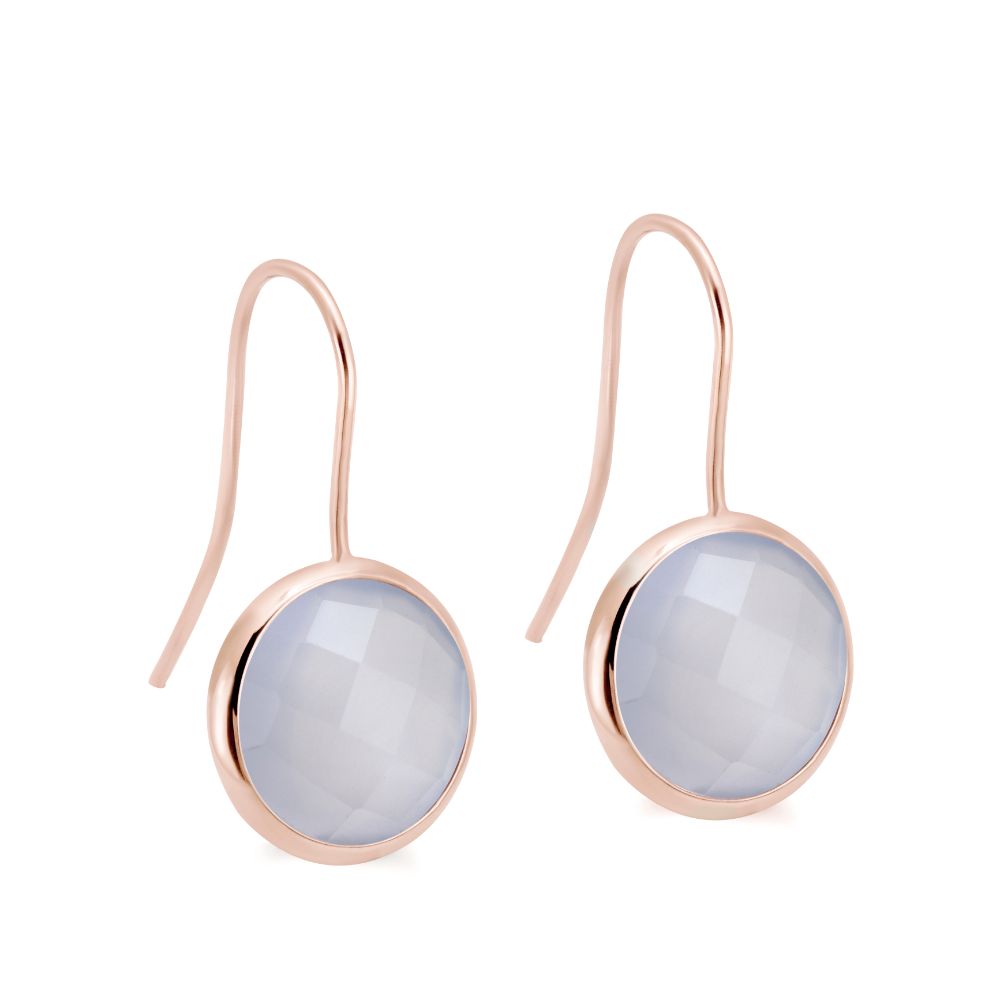 Chalcedony Earrings 12mm 14K Gold