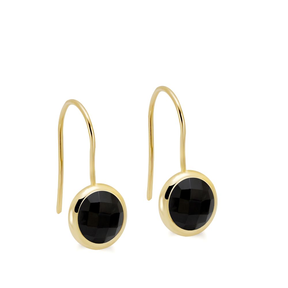 Black Onyx Earrings 8mm 14K Gold