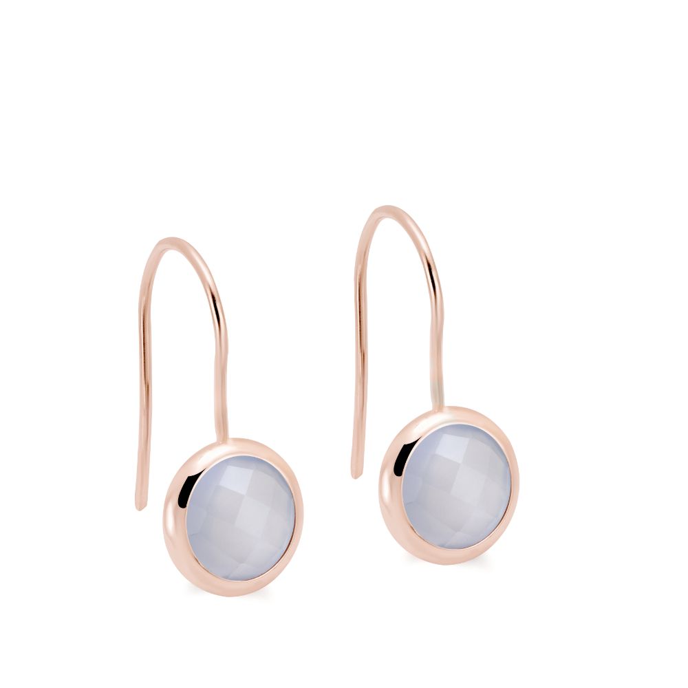 Chalcedony Earrings 8mm 14K Gold