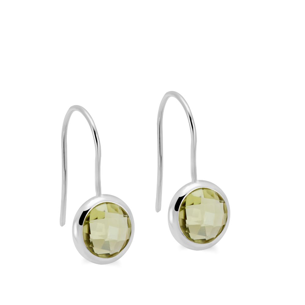 Lemon Quartz Earrings 8mm 14K Gold