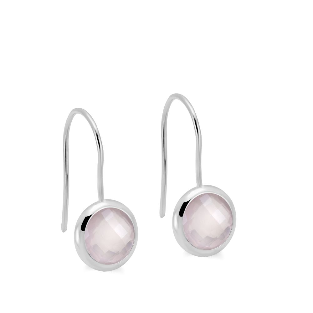 Rose Quartz Earrings 8mm 14K Gold