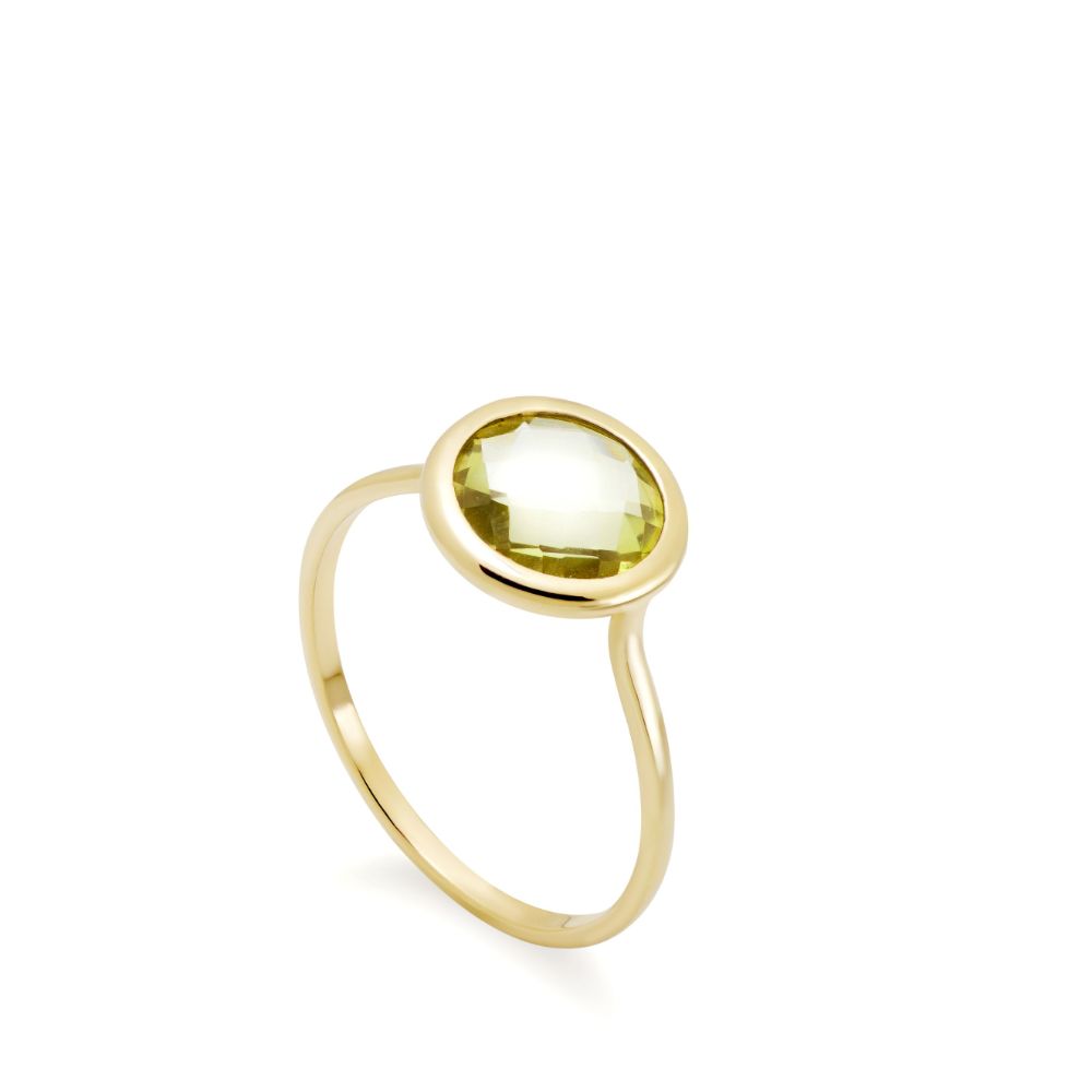 Lemon Quartz Ring 8mm in 14K Gold