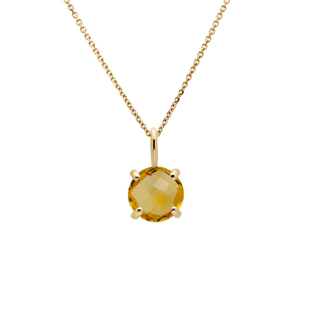 14K Gold Necklace with Citrine 8mm