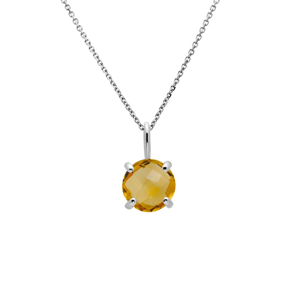 14K Gold Necklace with Citrine 8mm