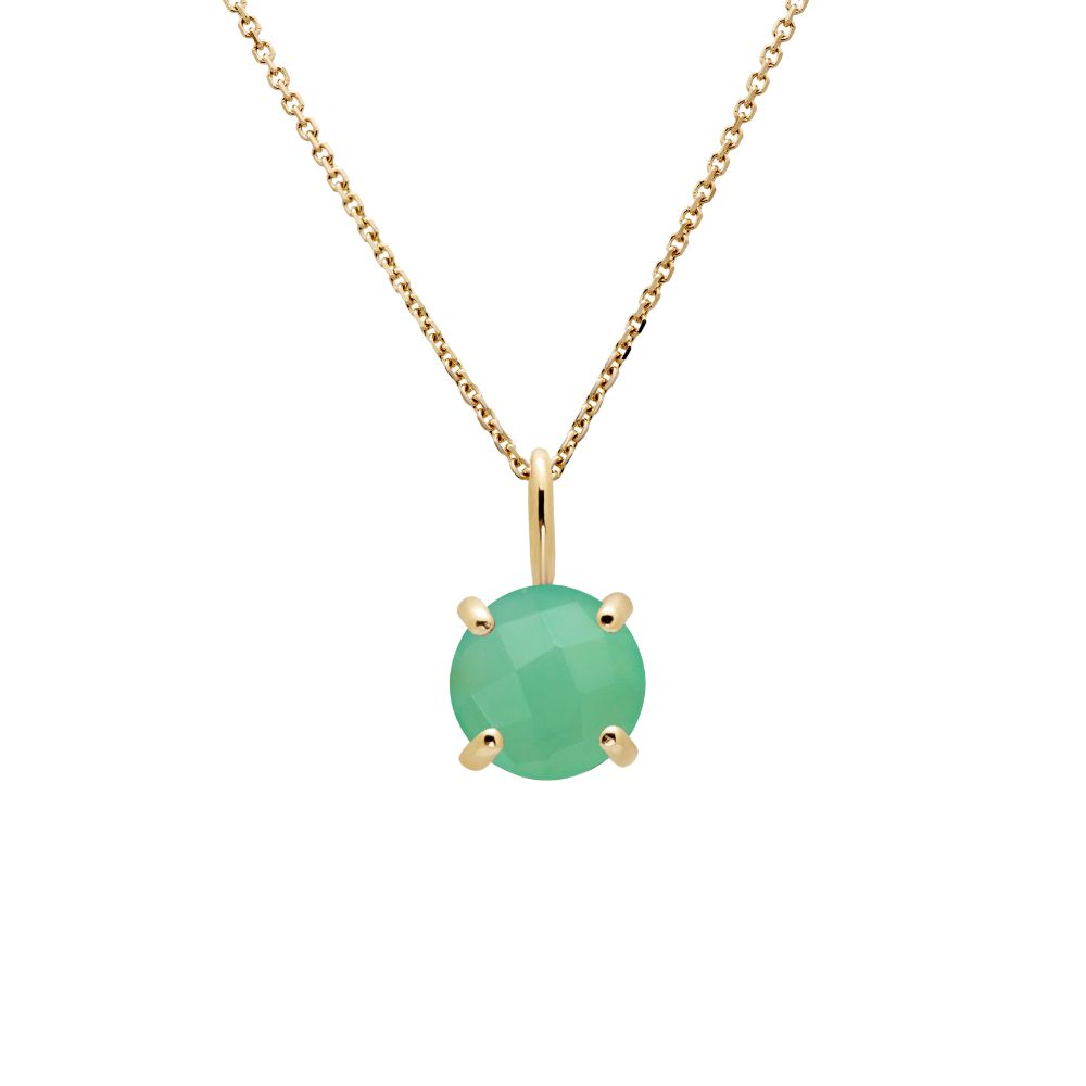 14K Gold Necklace with Chrysoprase 8mm