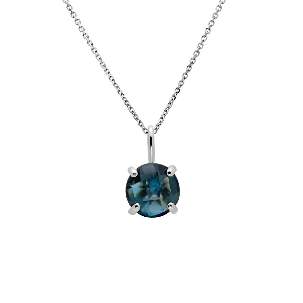 14K Gold Necklace with London Topaz 8mm