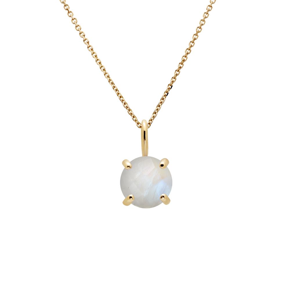 14K Gold Necklace with Moonstone 8mm