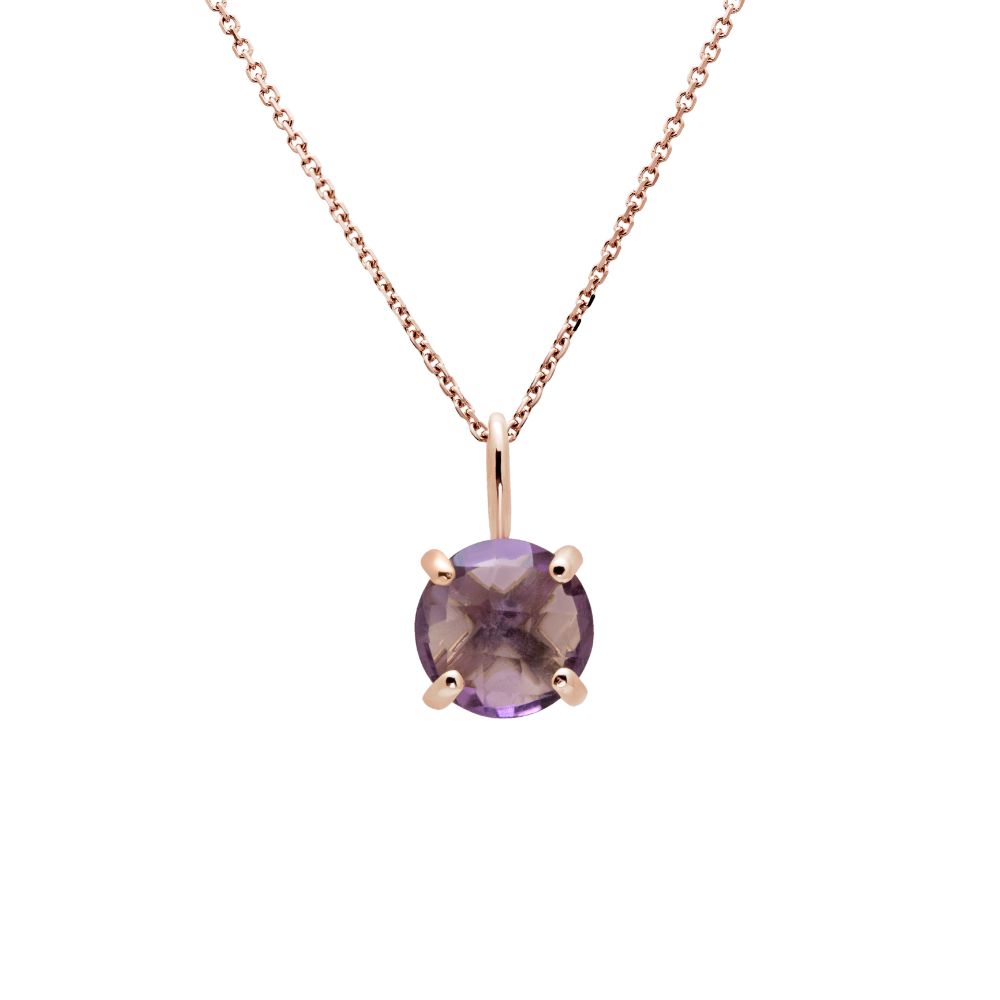 14K Gold Necklace with Amethyst 8mm