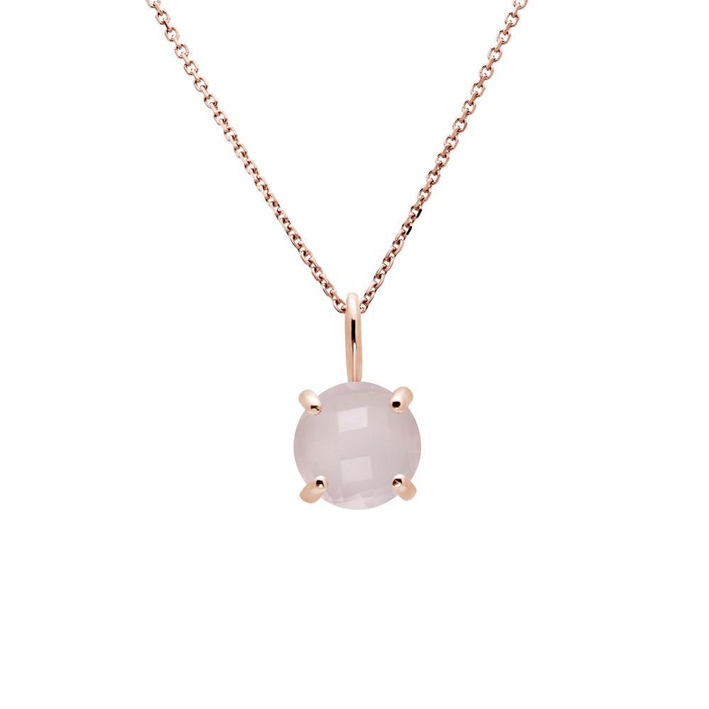 14K Gold Necklace with Rose Quartz 8mm