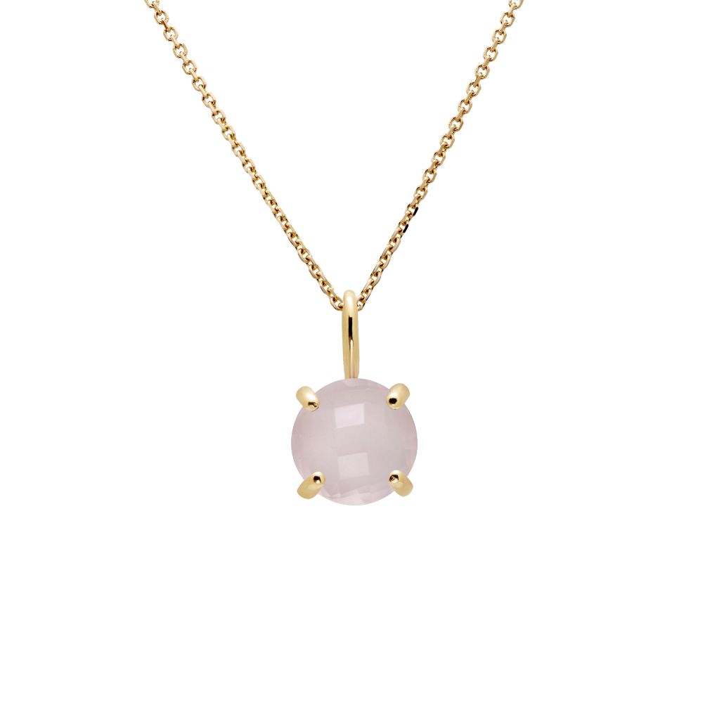 14K Gold Necklace with Rose Quartz 8mm Kyklos
