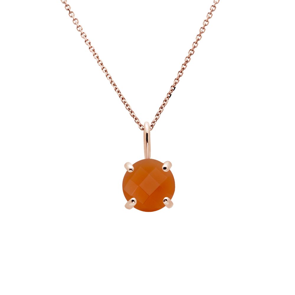 14K Gold Necklace with Orange Moonstone 8mm