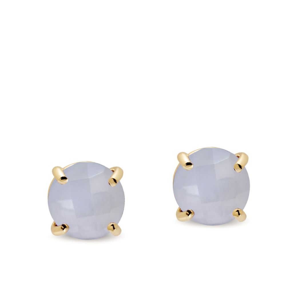 Chalcedony Stud Earrings 14K Gold 8mm by Kyklos