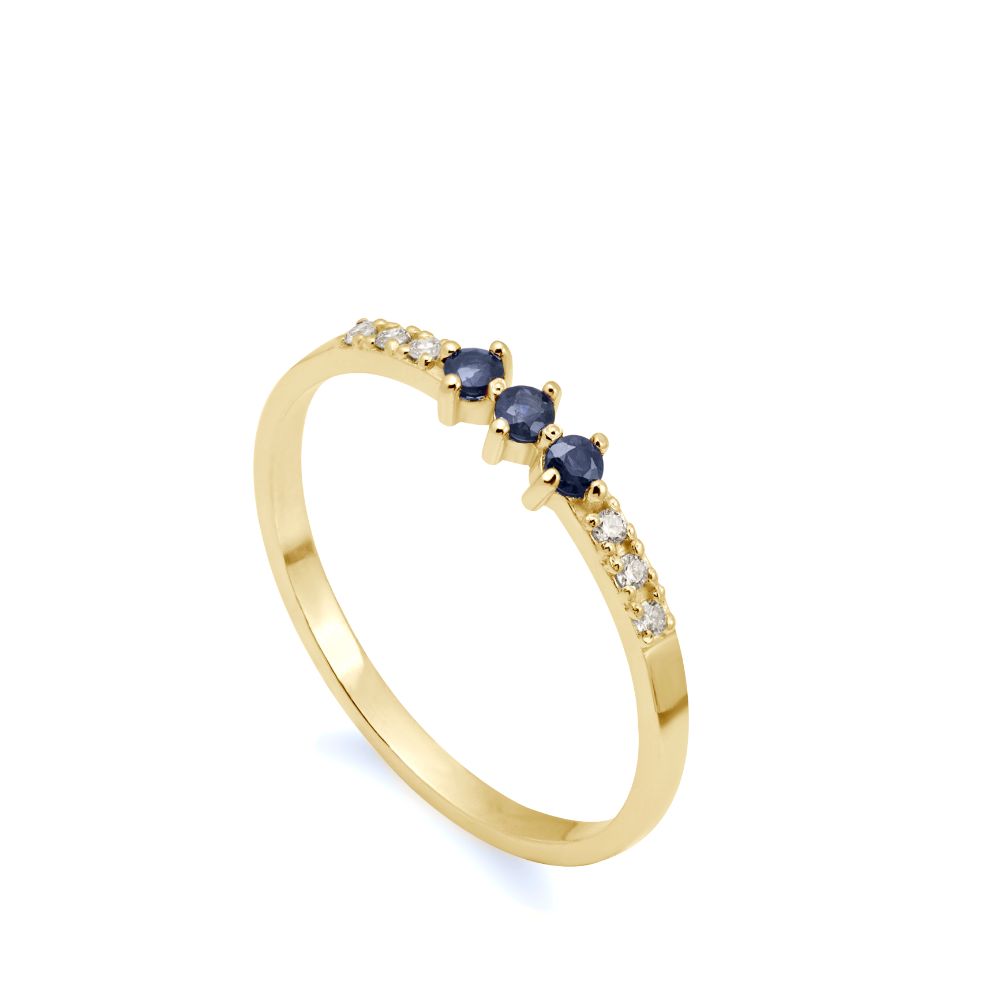 Sapphire Diamonds Ring 14K Gold Kyklos Jewelry