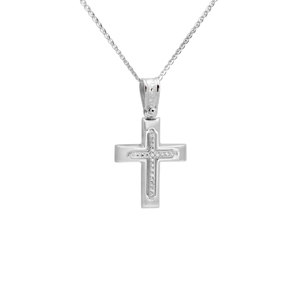 Classic Christening Cross Pendant  with Chain
