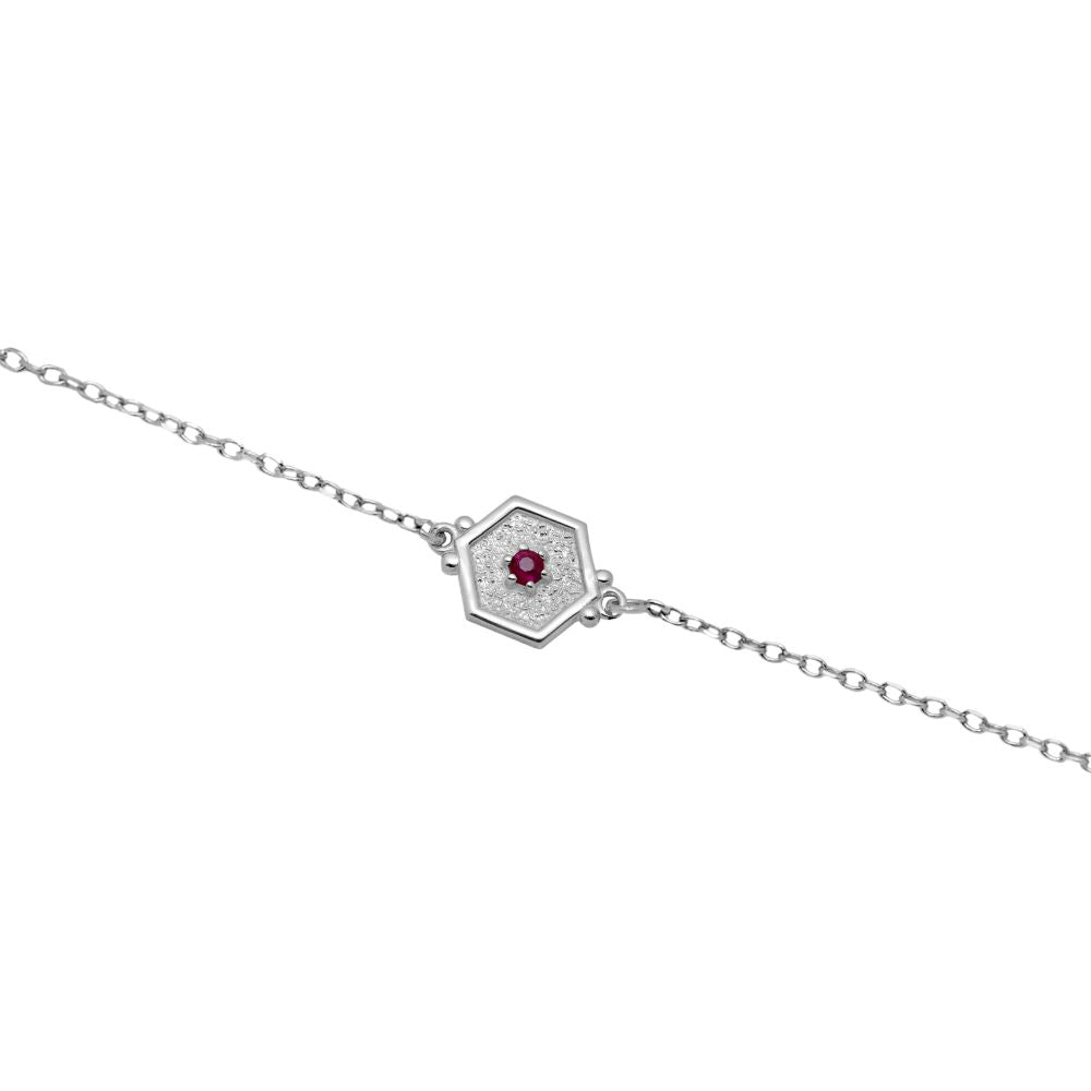 Hexagon Ruby Bracelet 14K Gold