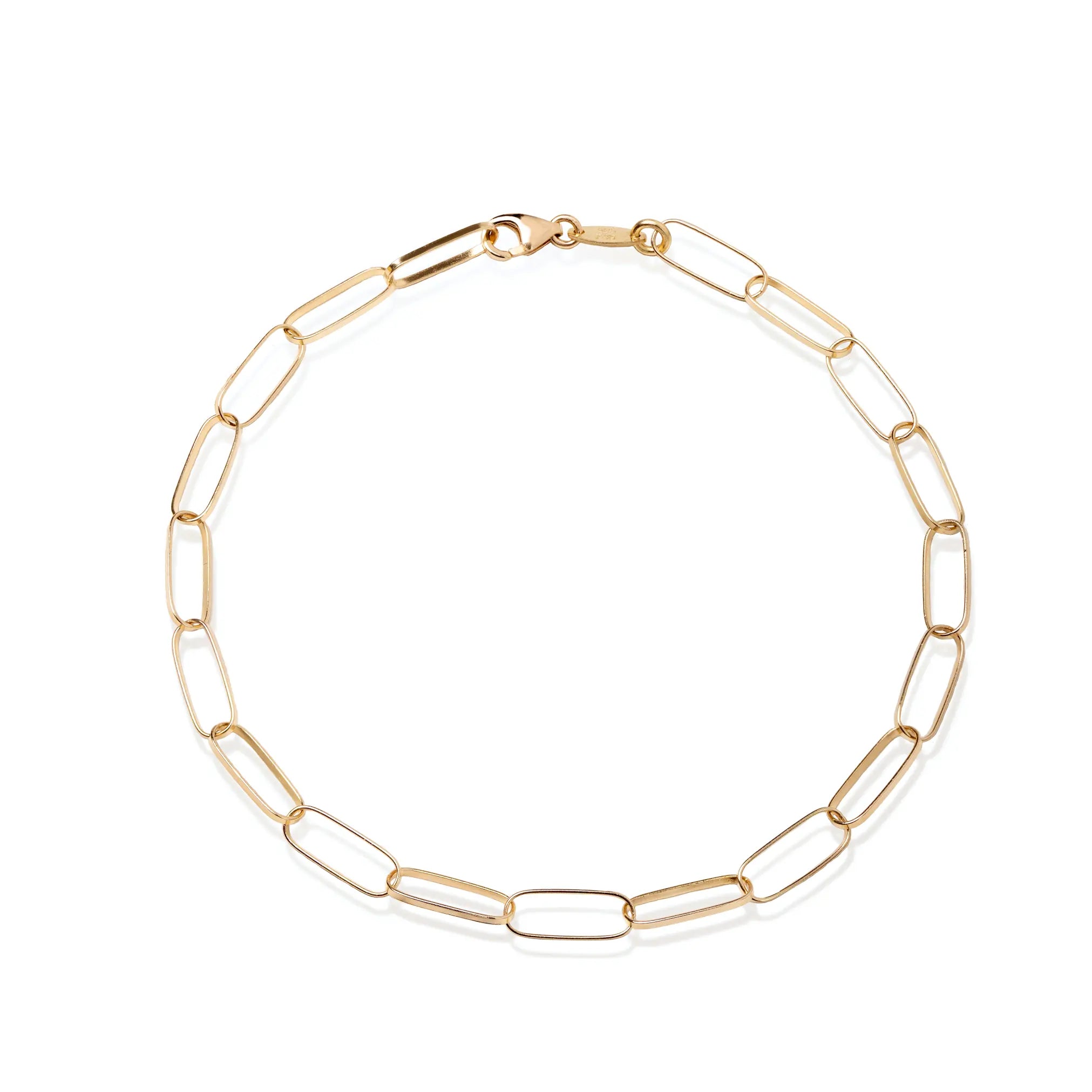 Paperclip Chain Bracelet 14K Gold