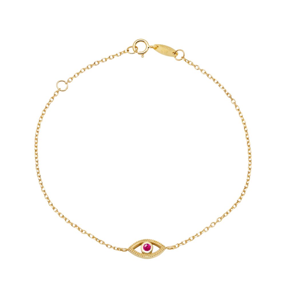 Eye Bracelet Ruby 14K Gold for Women Kyklos Jewelry
