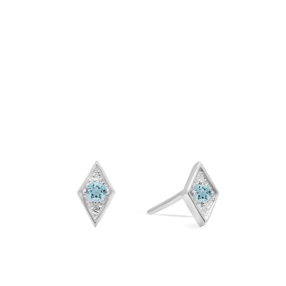 Square Aquamarine Earrings 14K Gold