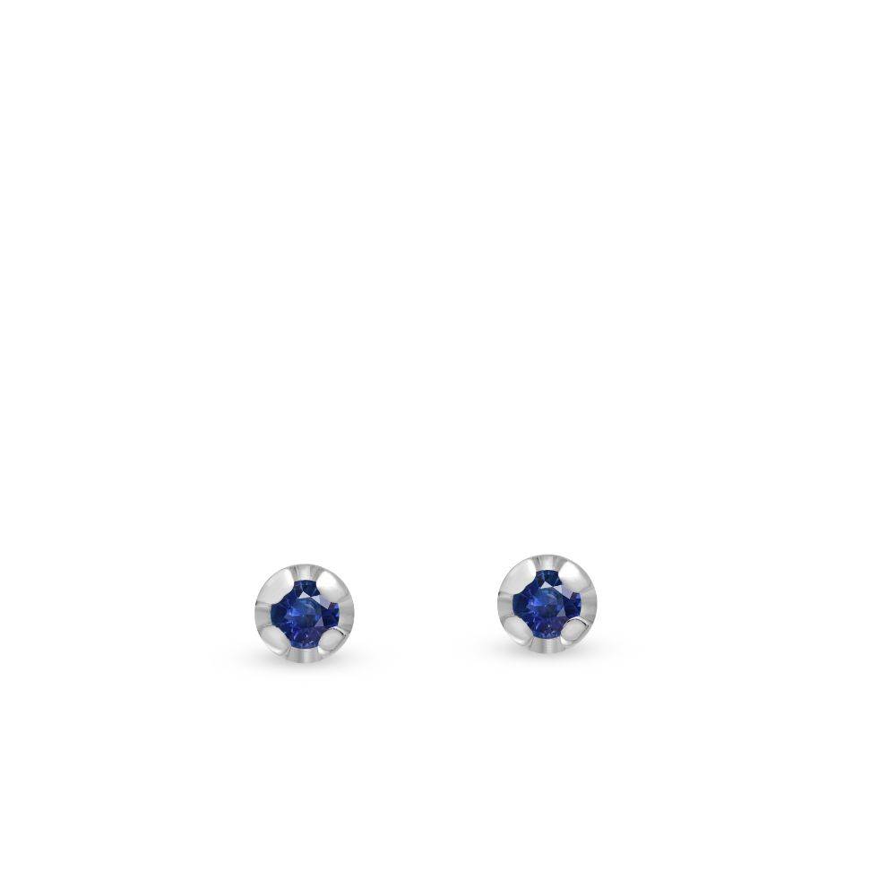 Blue Sapphire Stud Earrings 14K Gold