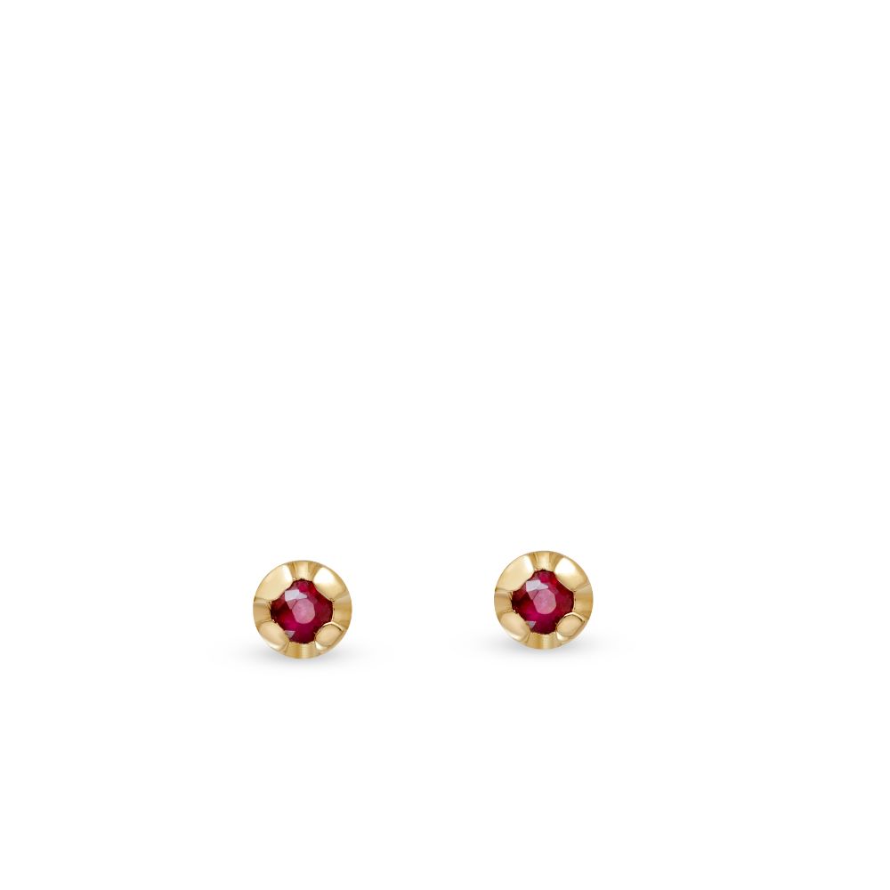 Ruby Stud Earrings 14K Gold
