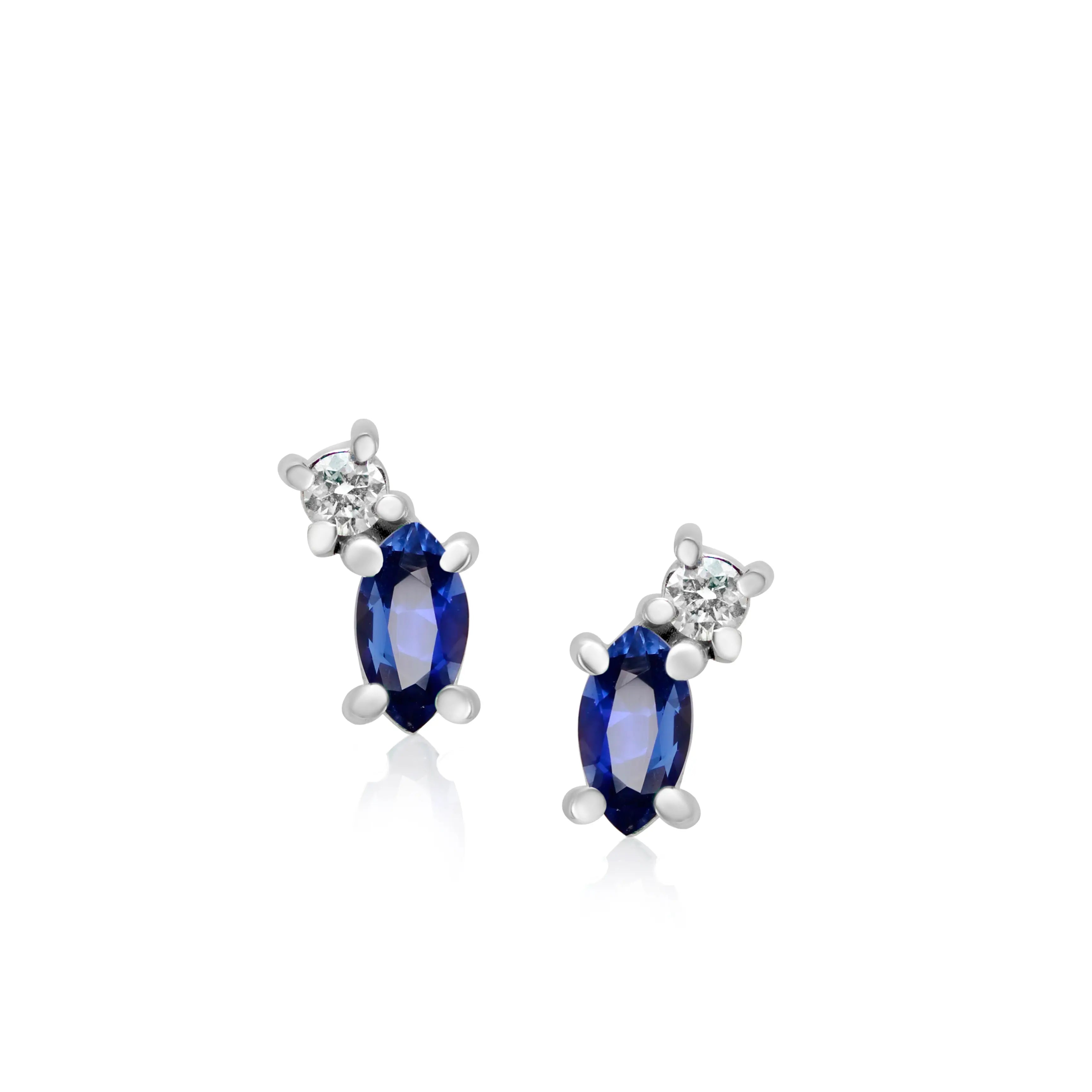 Sapphire Diamond Earrings 14K White Gold