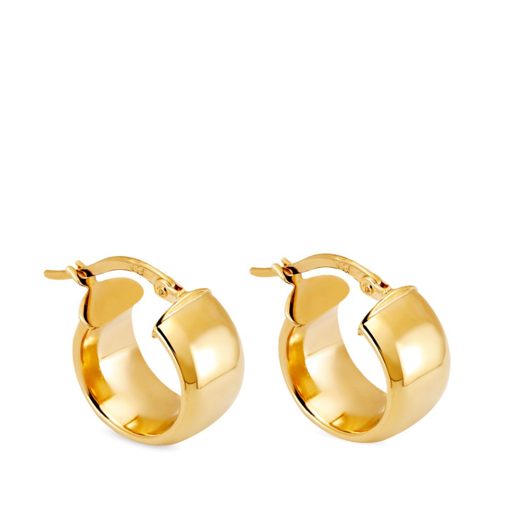 Small Flat Hoop Earrings 14K Gold