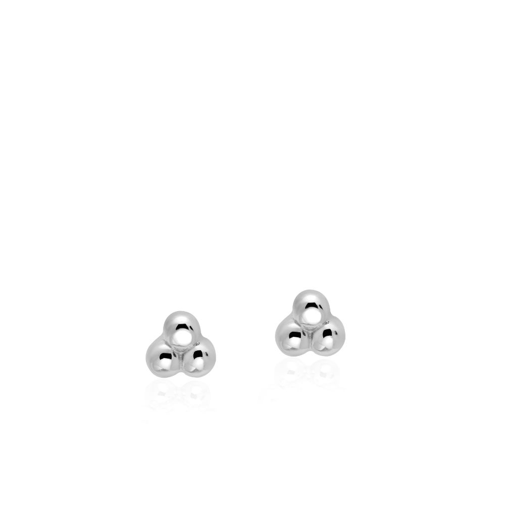 3 Ball Stud Earrings 14K Gold