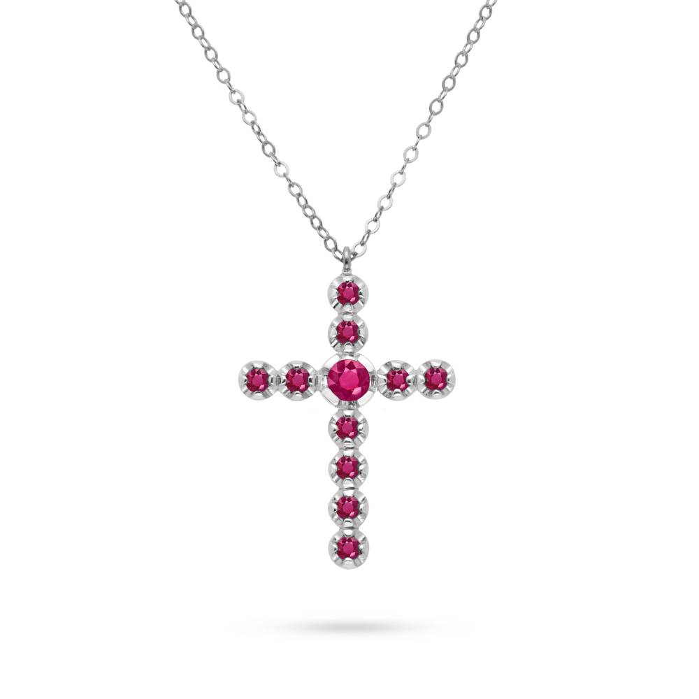 Cross Necklace 14K Gold with Rubies