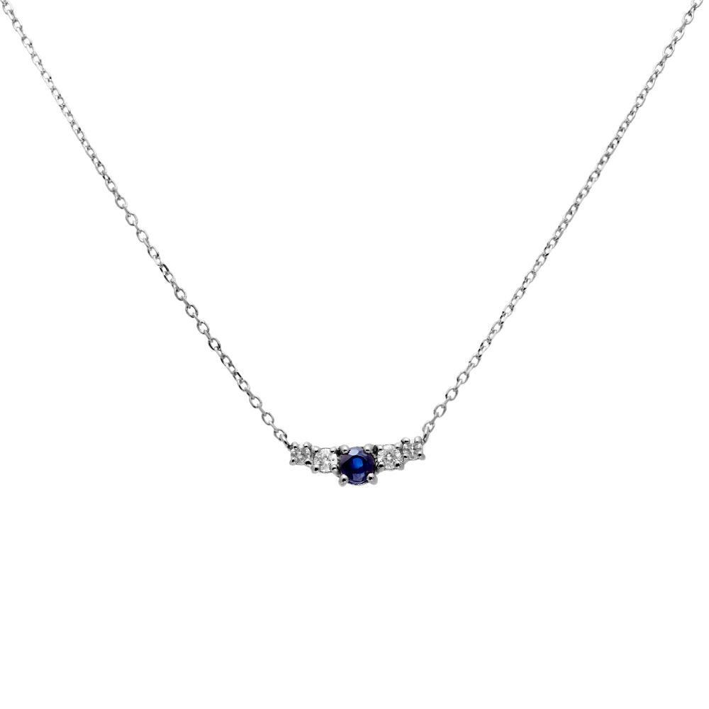 Sapphire Diamond Necklace 14K Gold