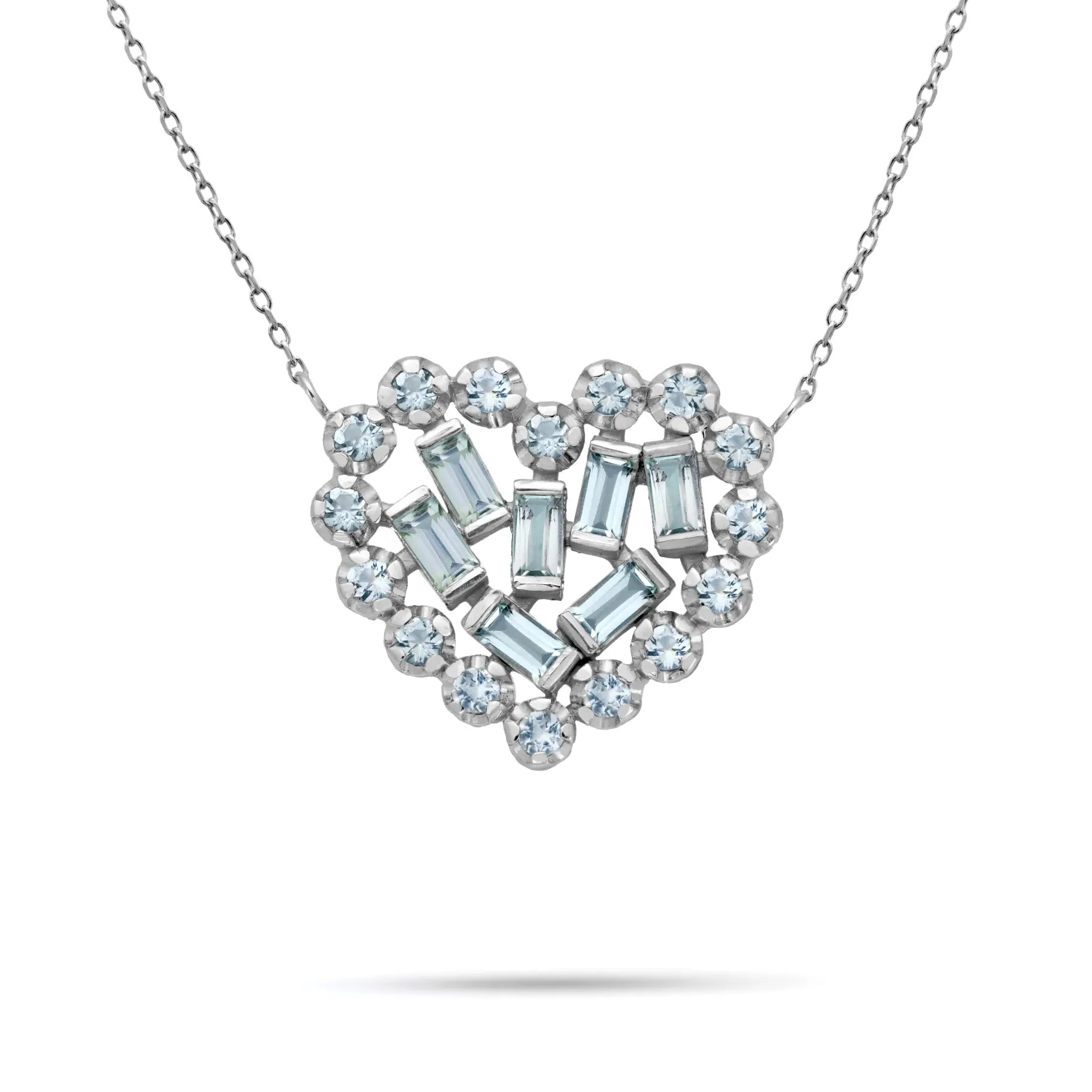 Swiss Blue Topaz Heart Necklace 14K