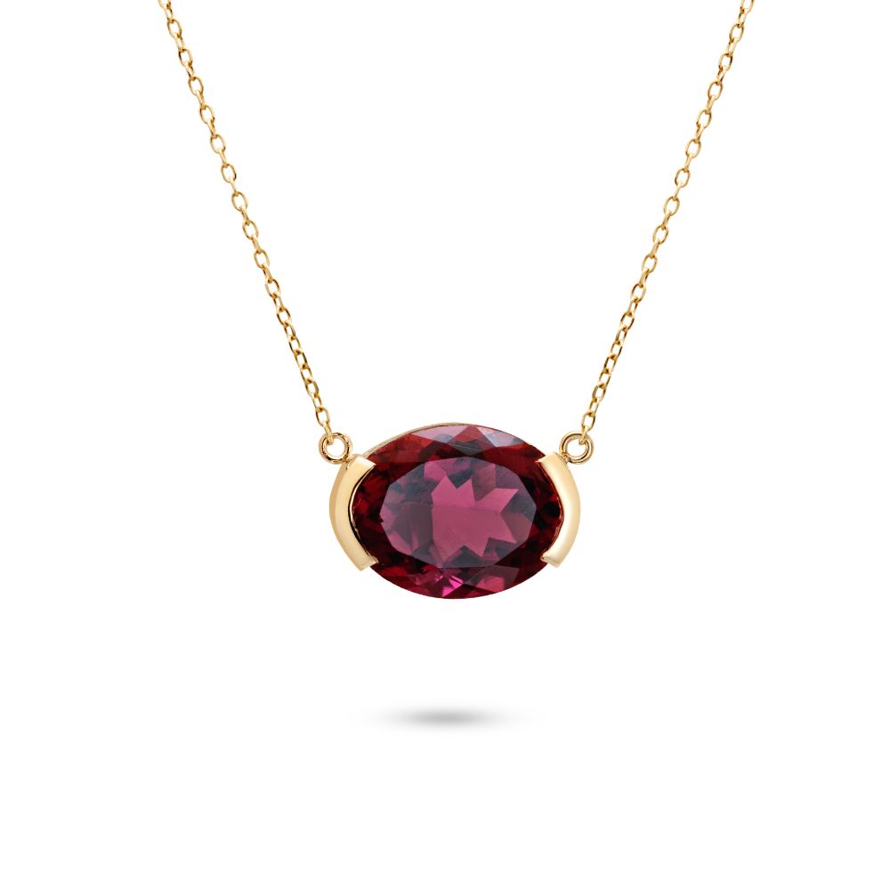 Red Tourmaline Necklace 14K Gold