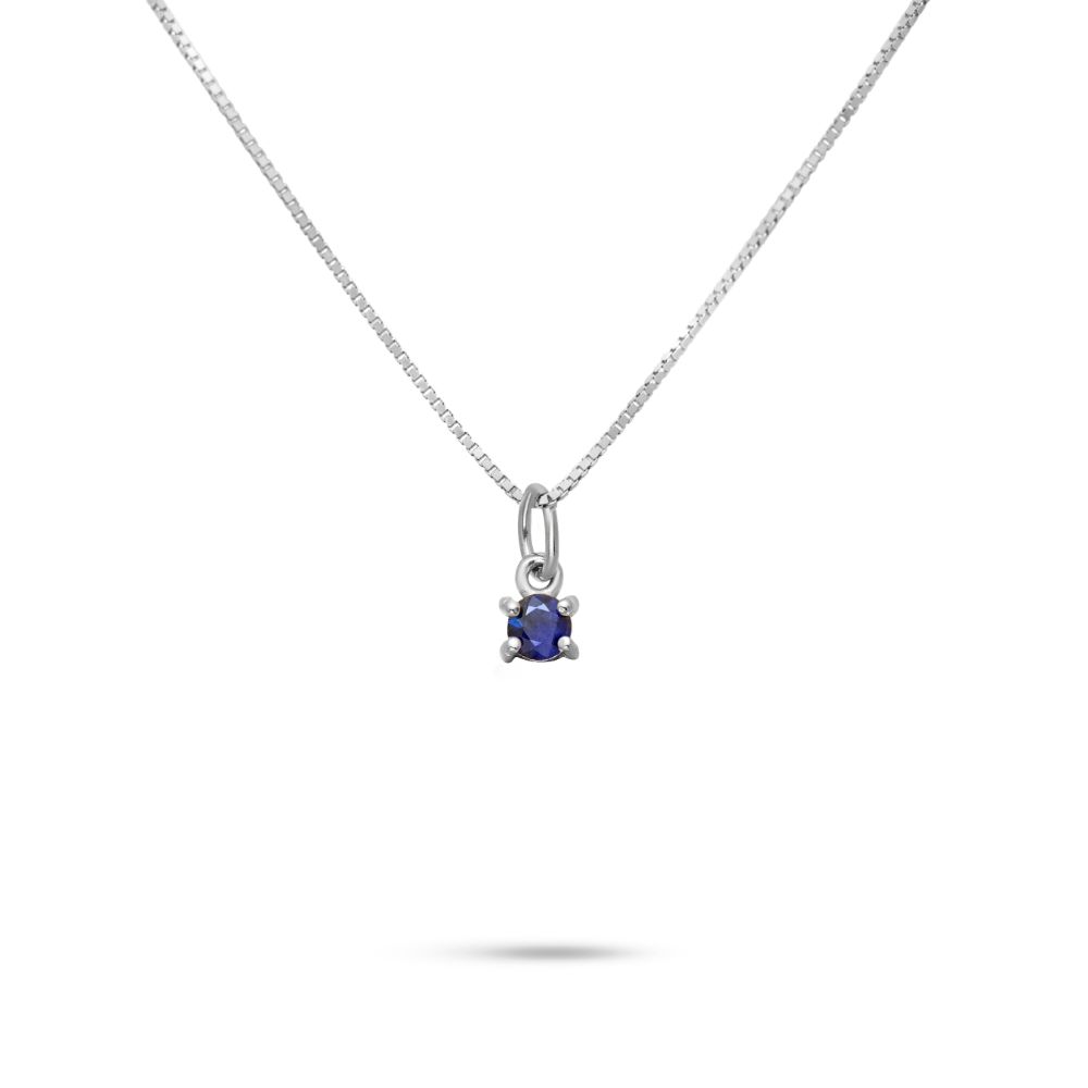 Solitaire Blue Sapphire Necklace 14K Gold
