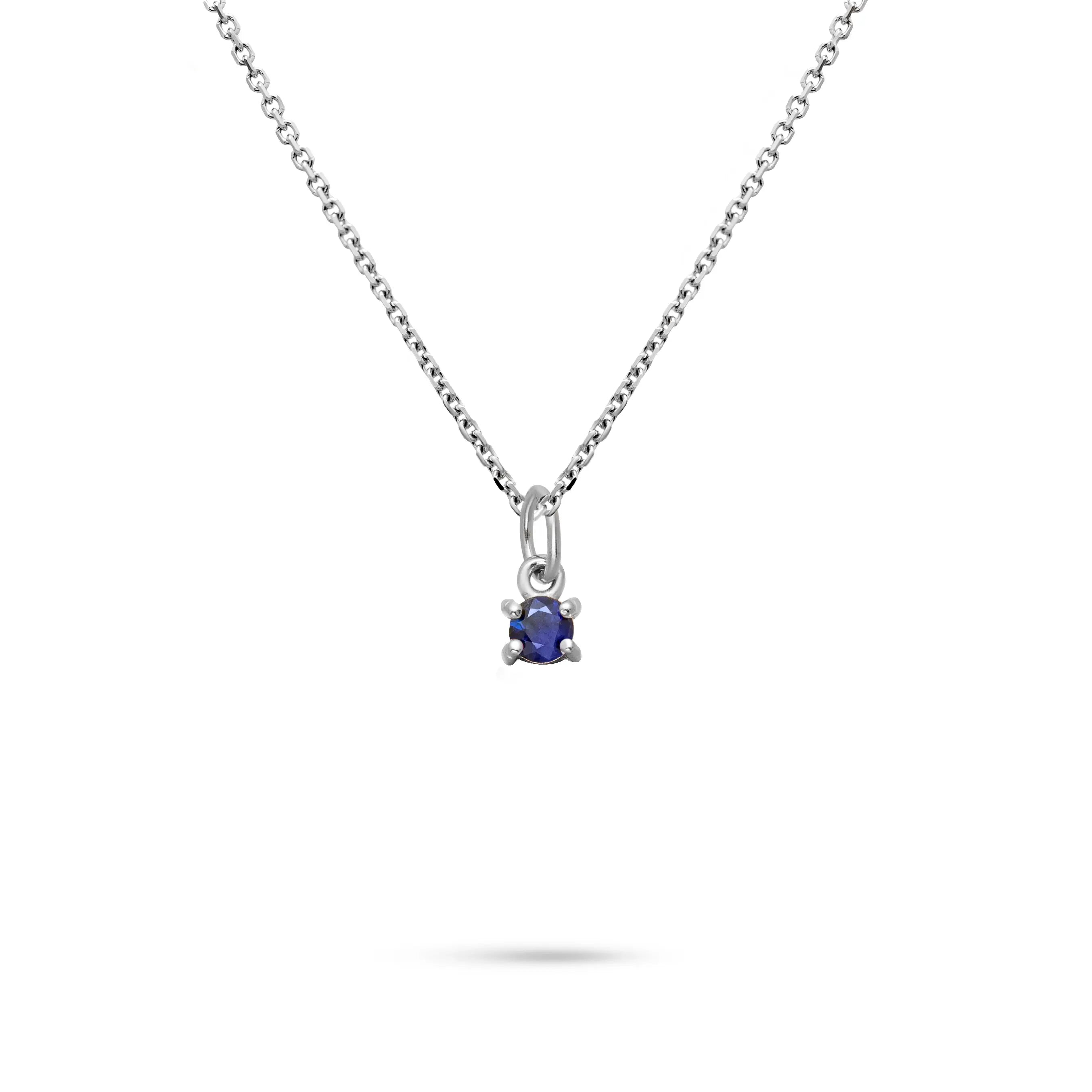 Solitaire Blue Sapphire Necklace 14K Gold