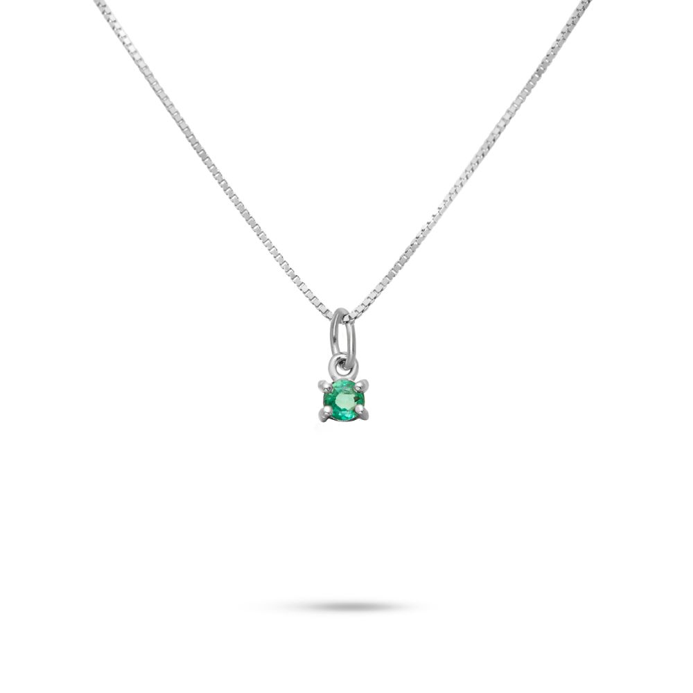 Solitaire Emerald Necklace 14K Gold