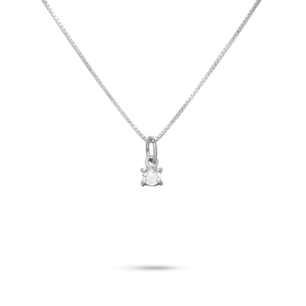 Solitaire Diamond Necklace 14K Gold