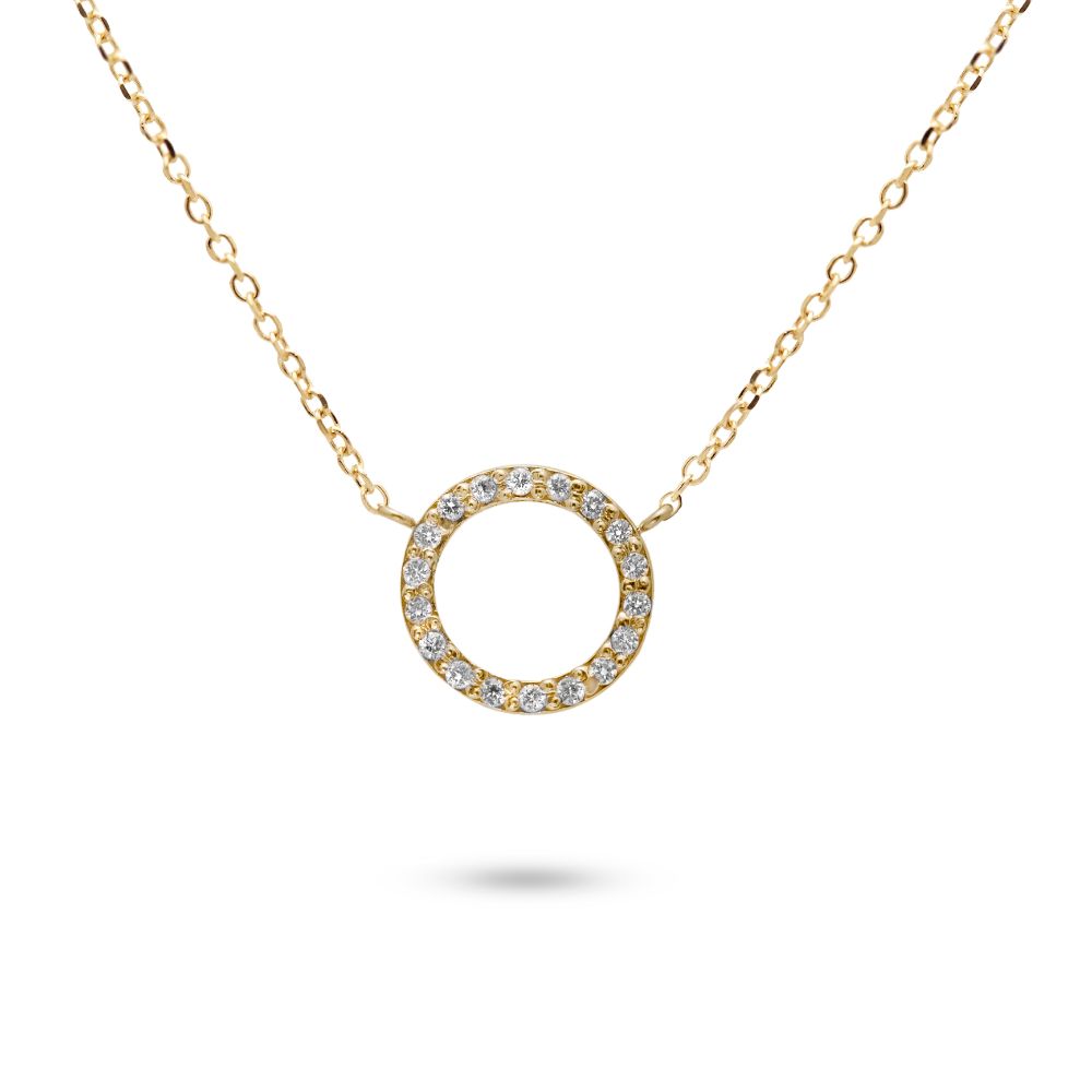 Circle Diamond Necklace 14K Gold for Women