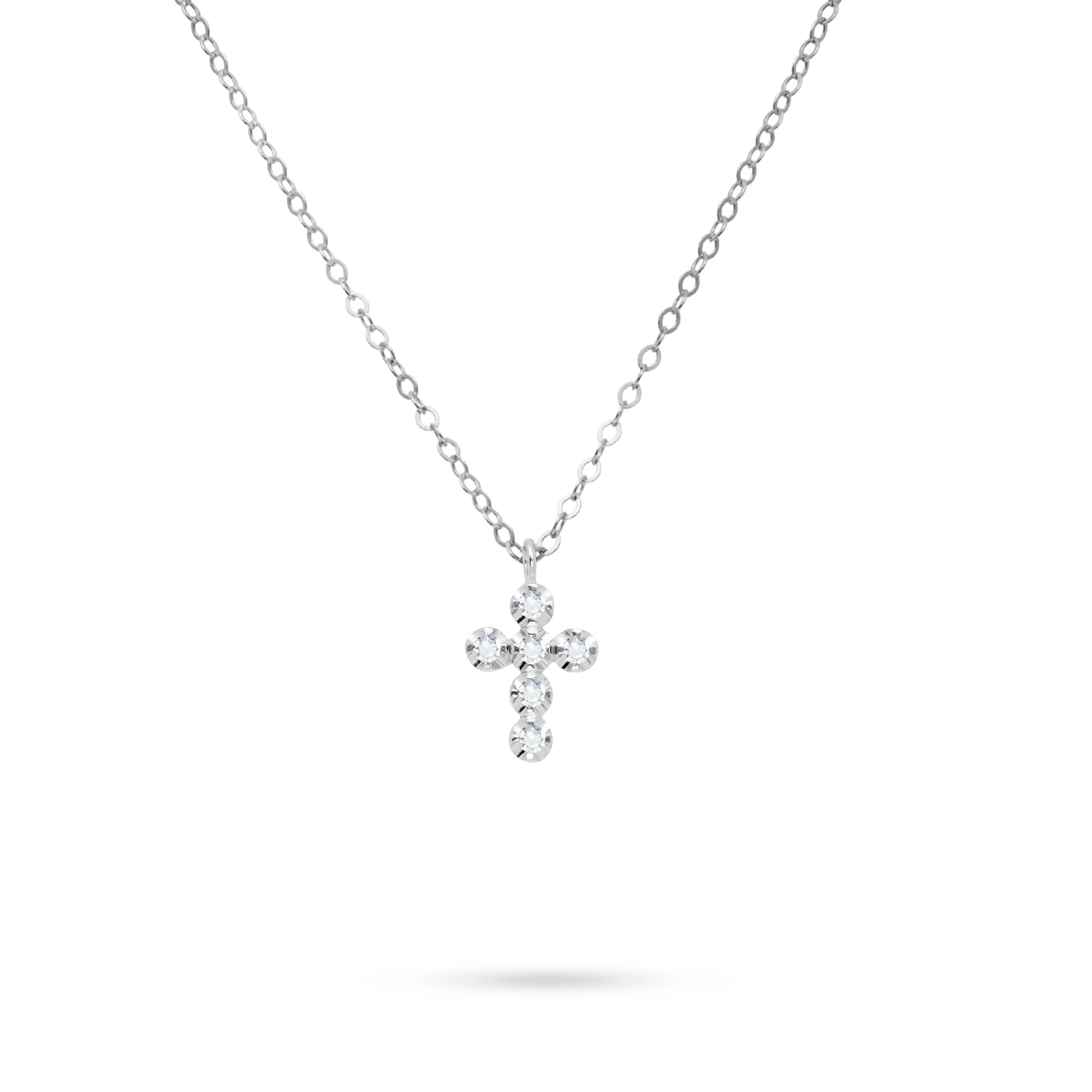 Small Cross Necklace Diamond 14K Gold