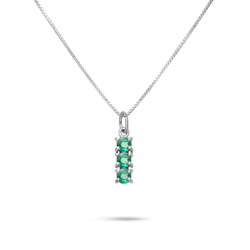 3 Emerald Necklace 14K Gold