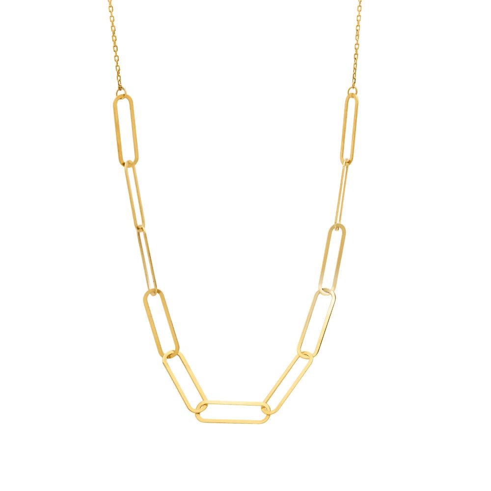 Paperclip Chain Necklace 14K Gold