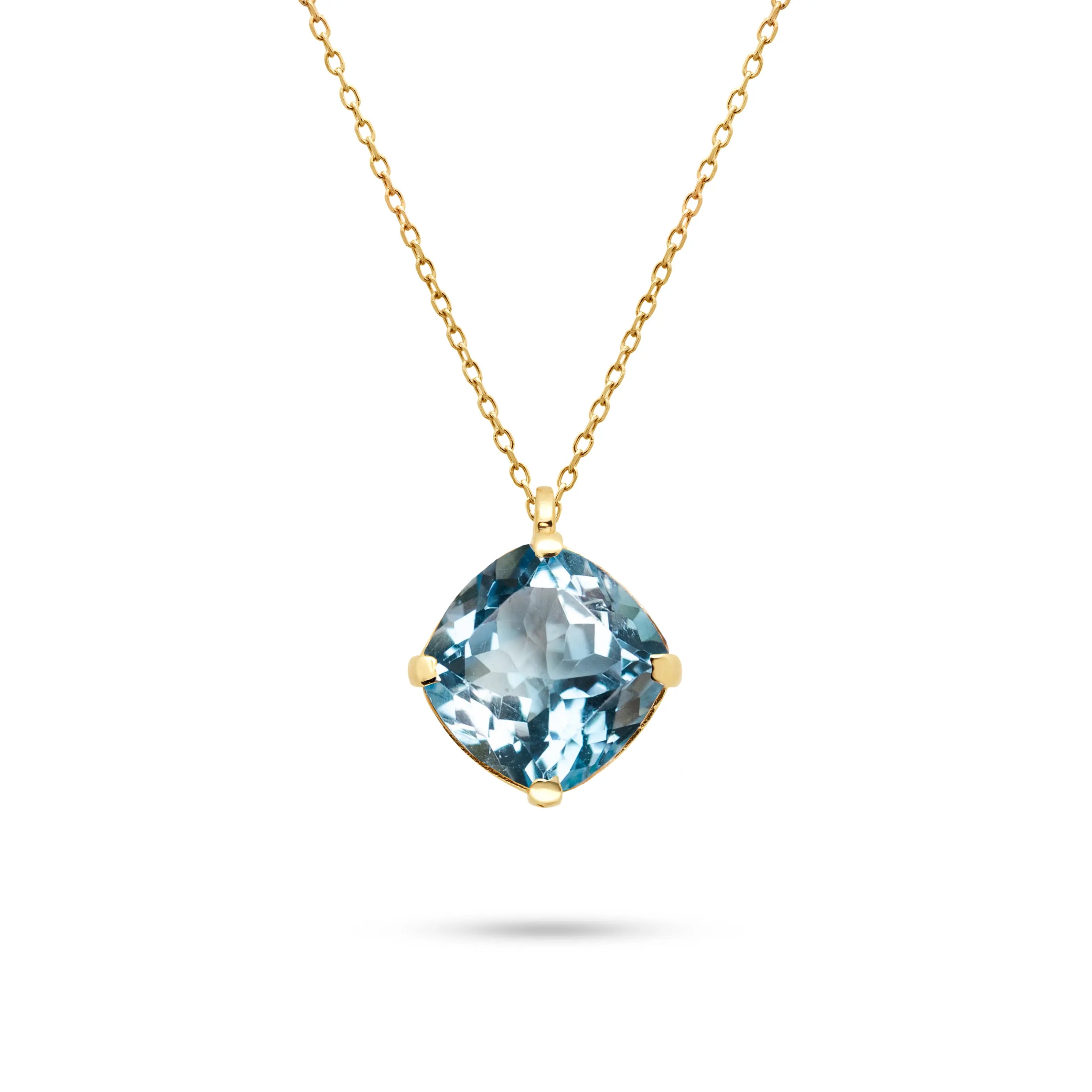 Topaz Necklace 14K Gold Cushion Cut