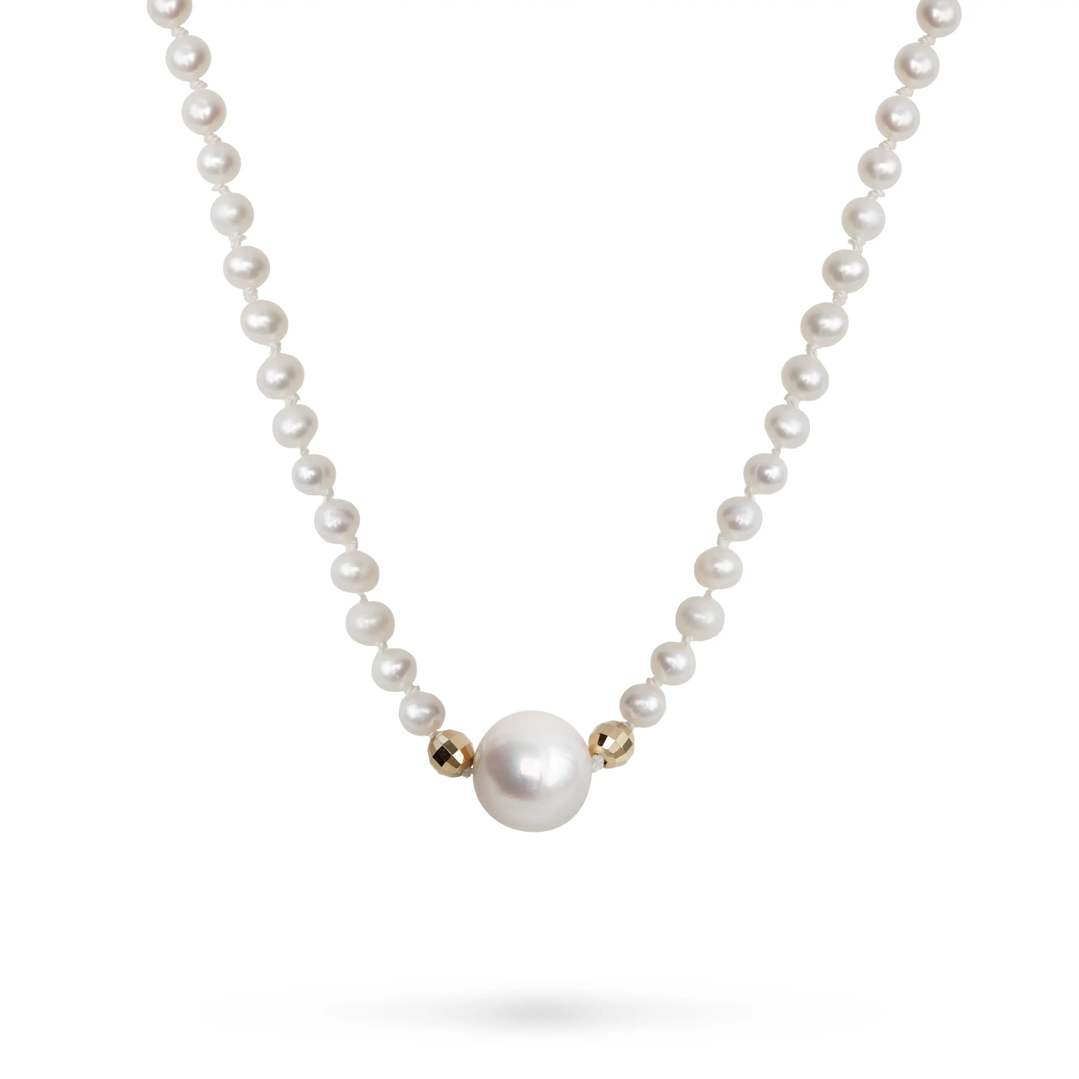 Pearl Necklace with 14K Gold Elements