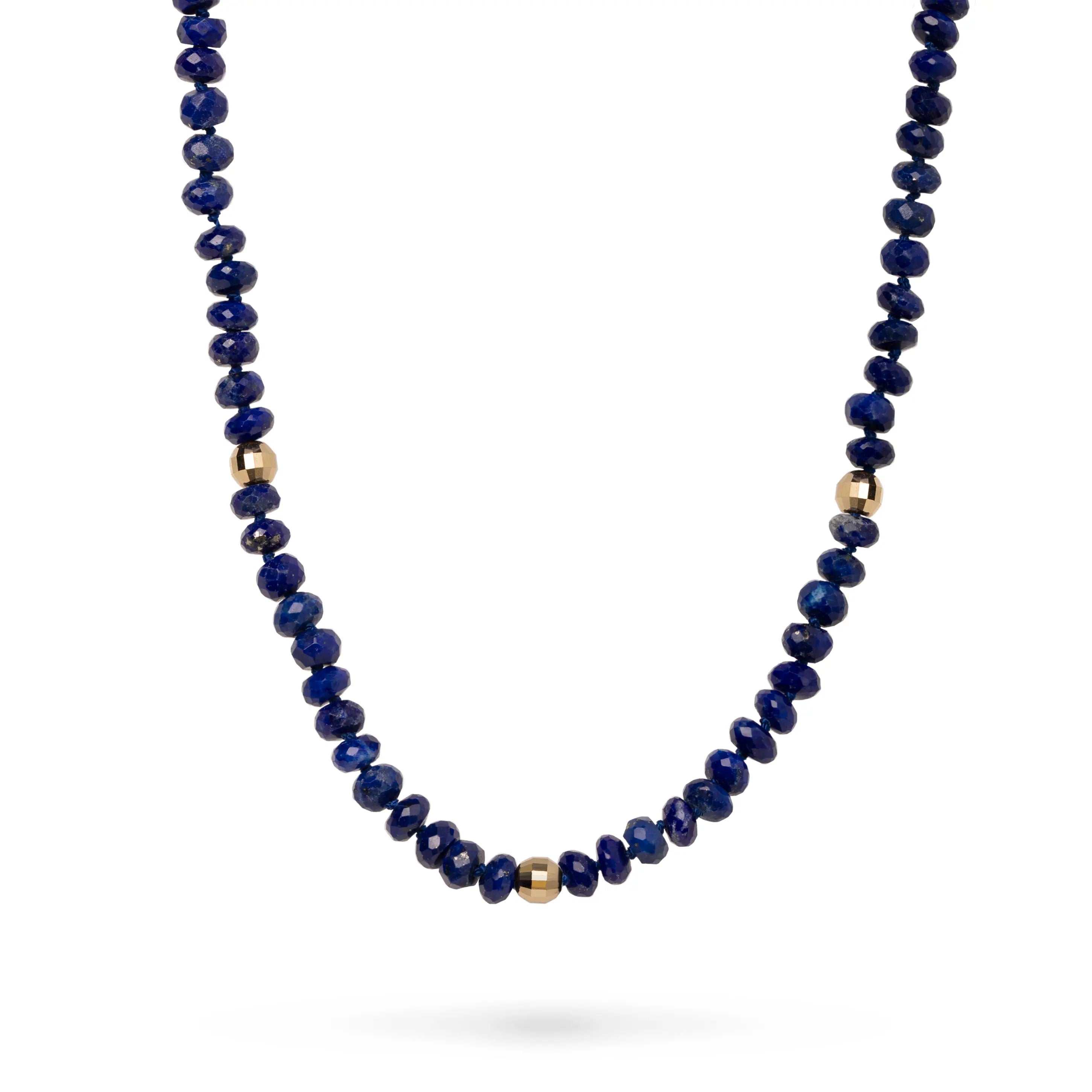 Κολιέ Lapis Lazuli με Χρυσές Χάντρες 