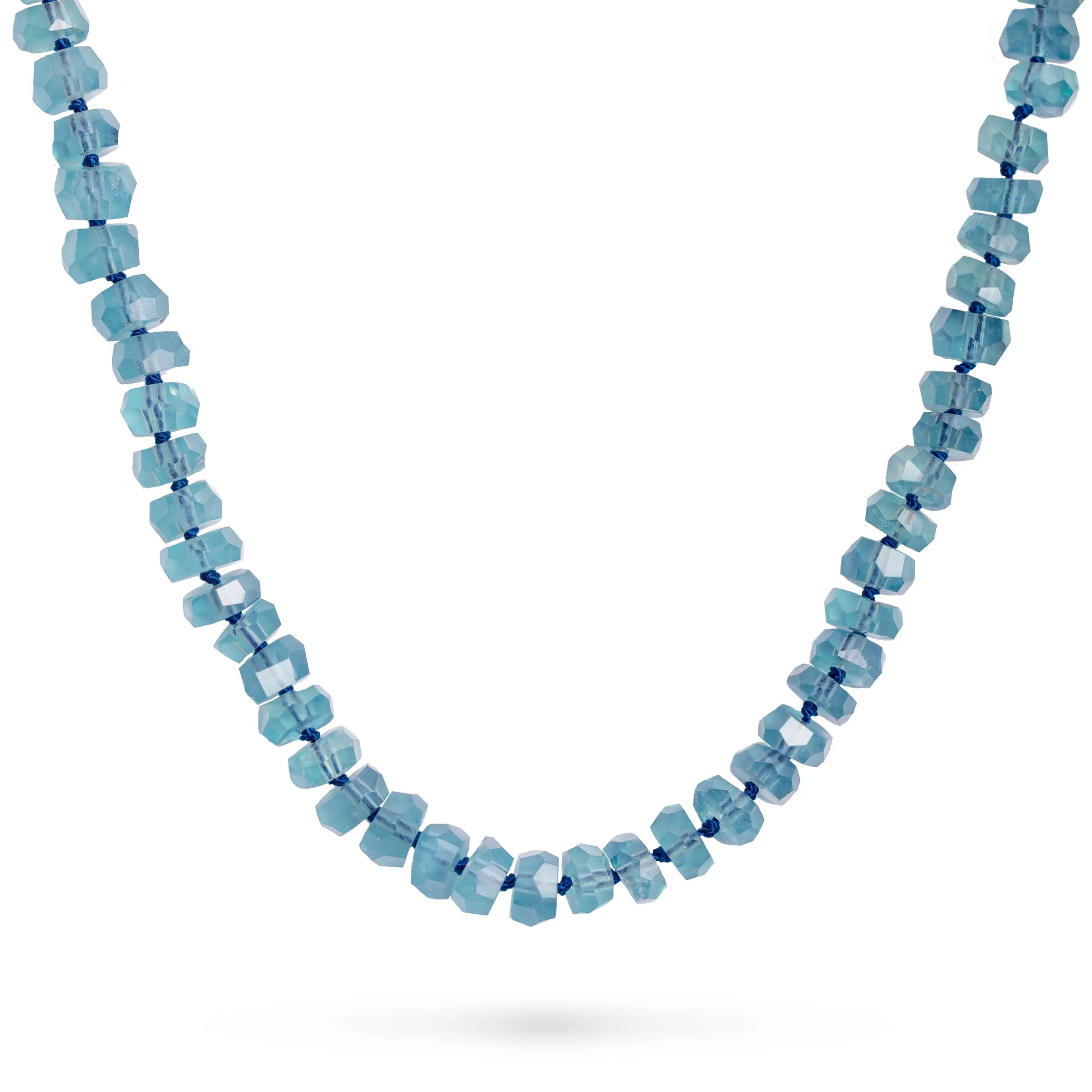14K Gold Necklace Aquamarine Beads