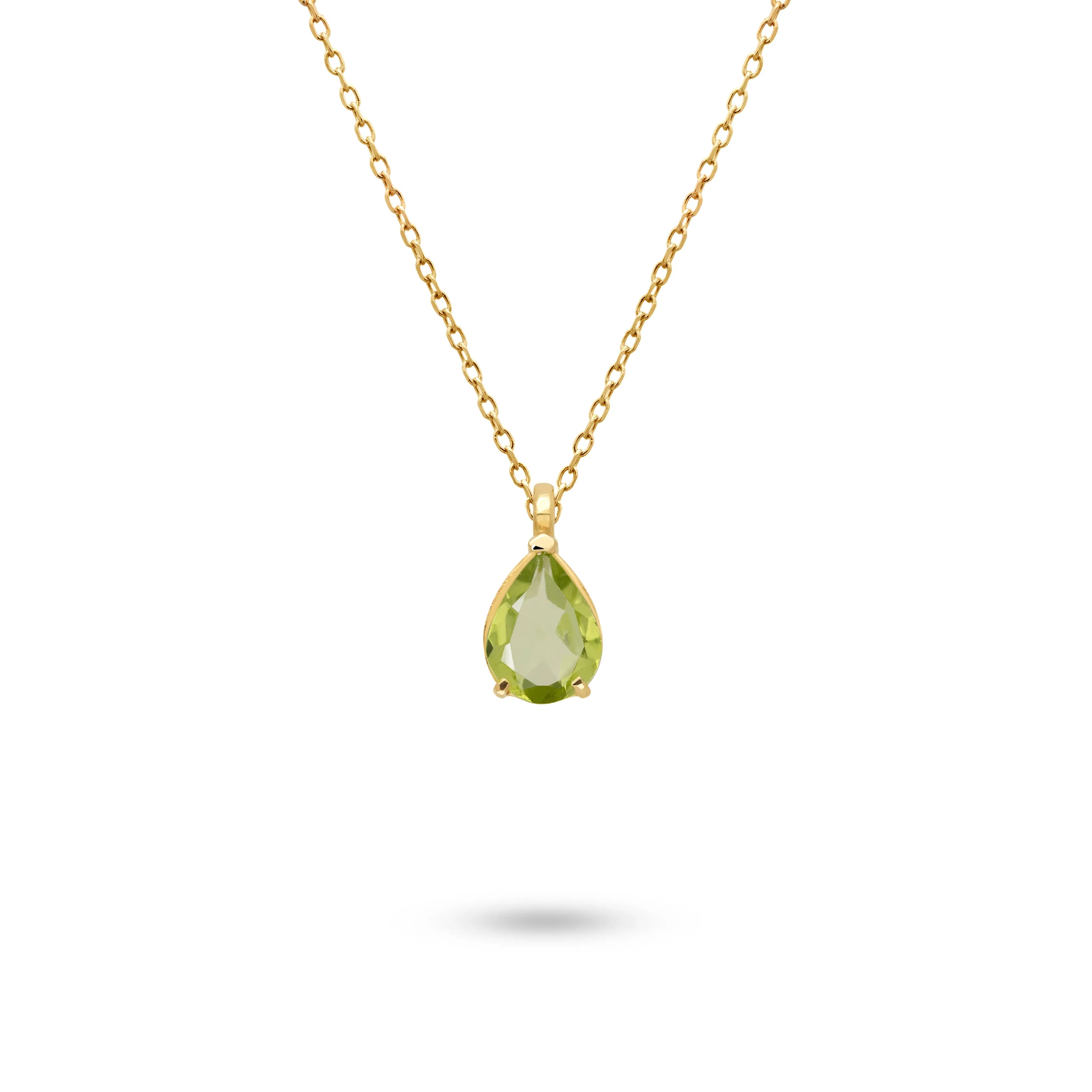 Peridot Necklace 14K Gold Pear Cut