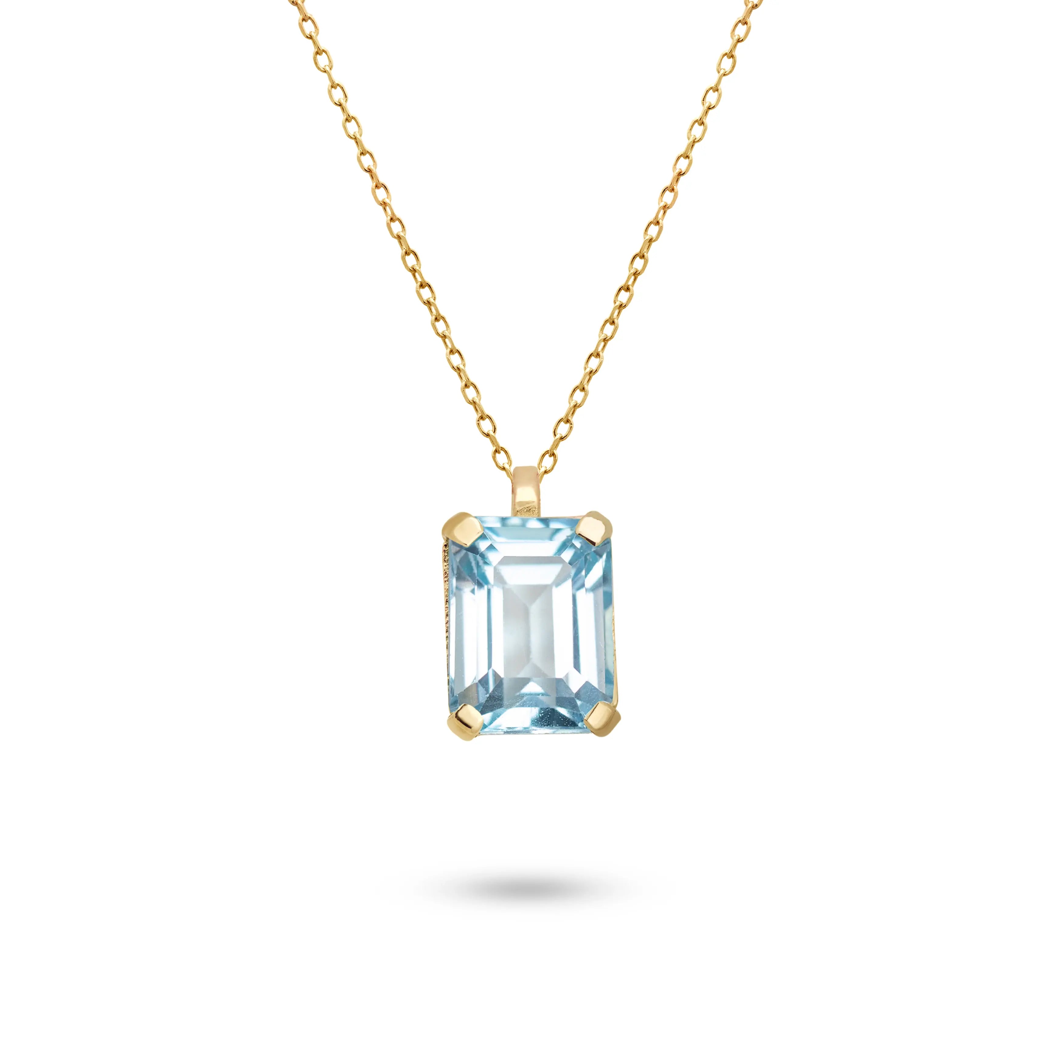 14K Gold Topaz Necklace Octagon Cut