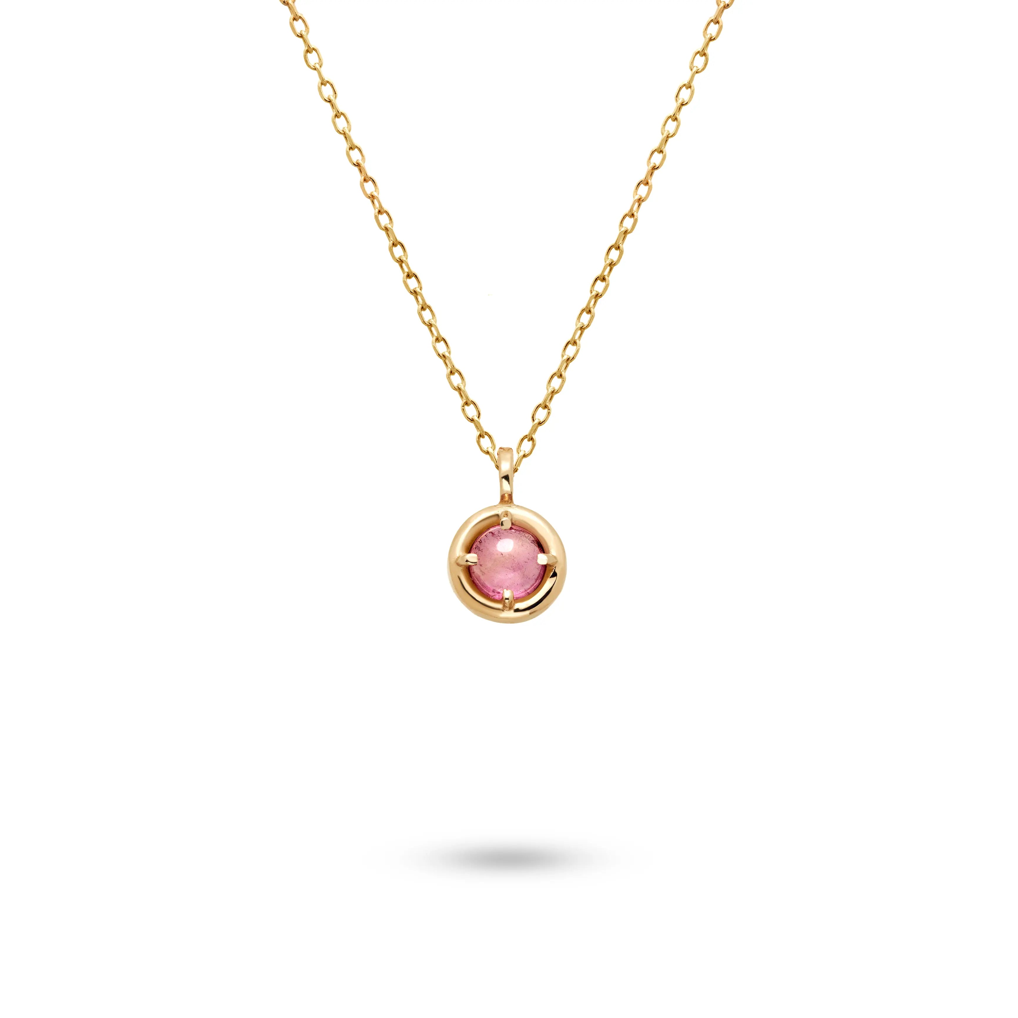 14K Gold Pink Tourmaline Necklace