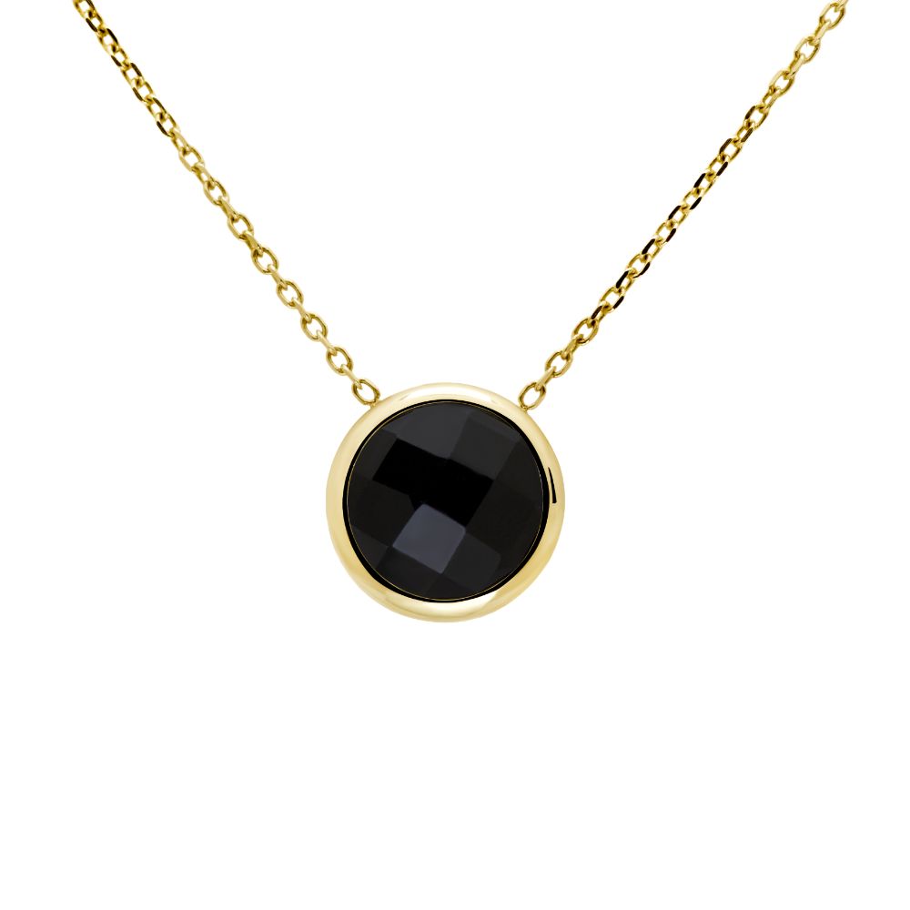 Black Onyx 10mm Necklace 14K Gold