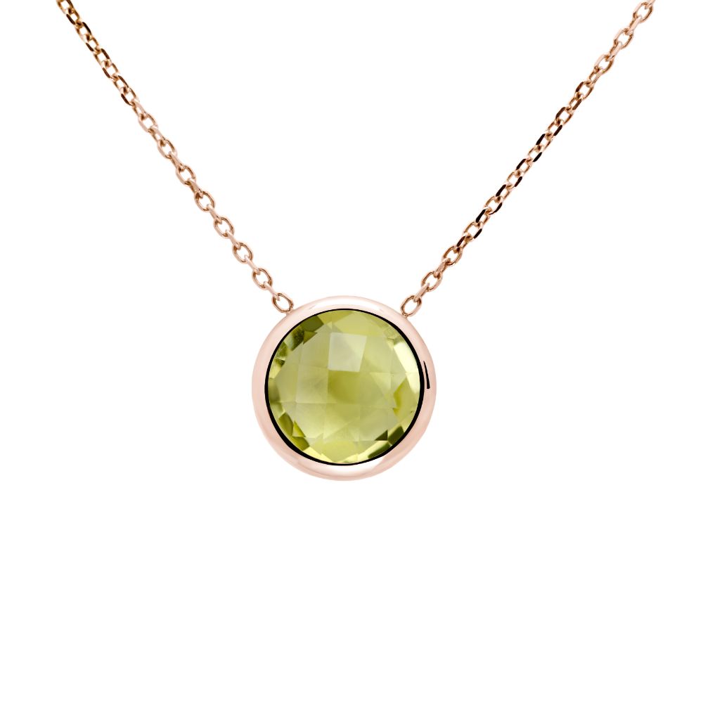 Lemon Quartz 10mm Necklace 14K Gold