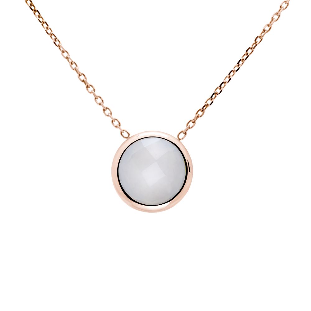 Chalcedony 10mm Necklace 14K Gold