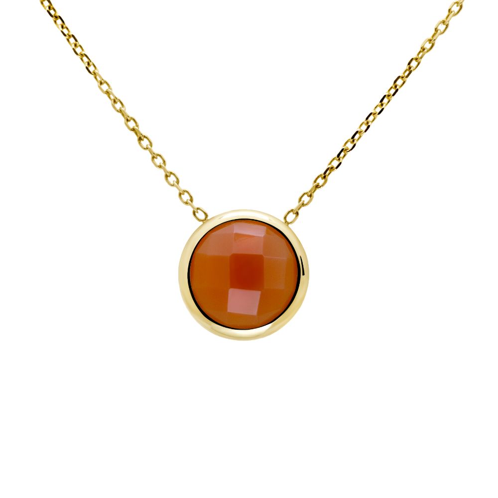 Orange Moonstone 10mm Necklace 14K Gold